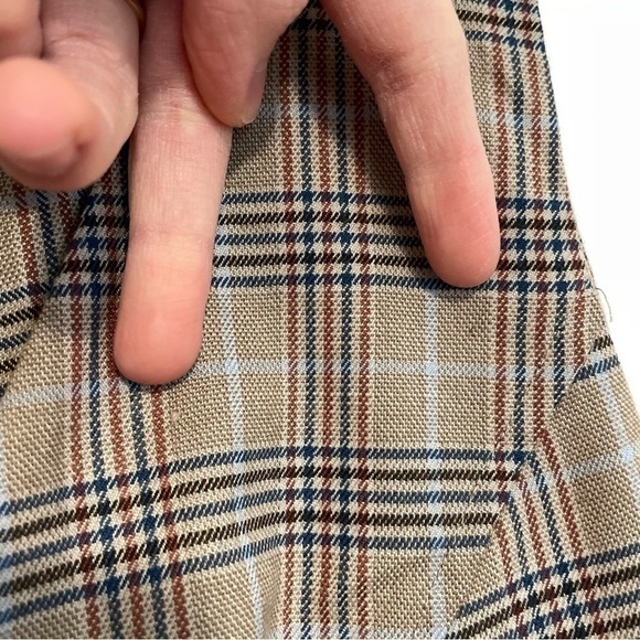 NEW NWT MODCLOTH Plaid Appeal Vest Jumpsuit Tan Brown Blue Sleeveless Retro 70s - Picture 8 of 16